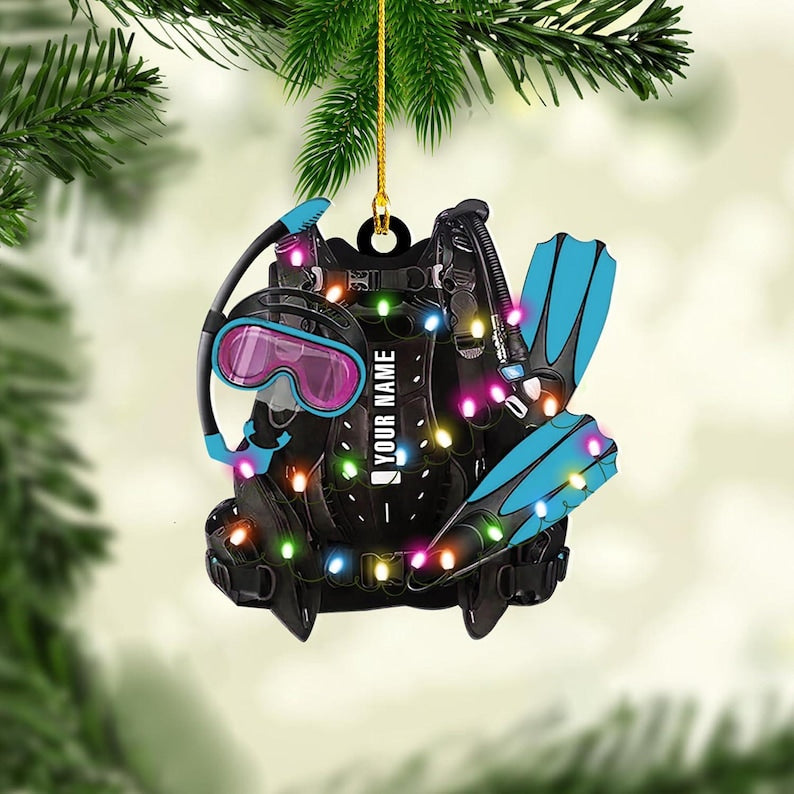 Personalized Scuba Diving Ornament, Scuba Diving Ornament,Christmas Ornament for Scuba Diver,Scuba Dive Gift,Custom Christmas Ornament Decor