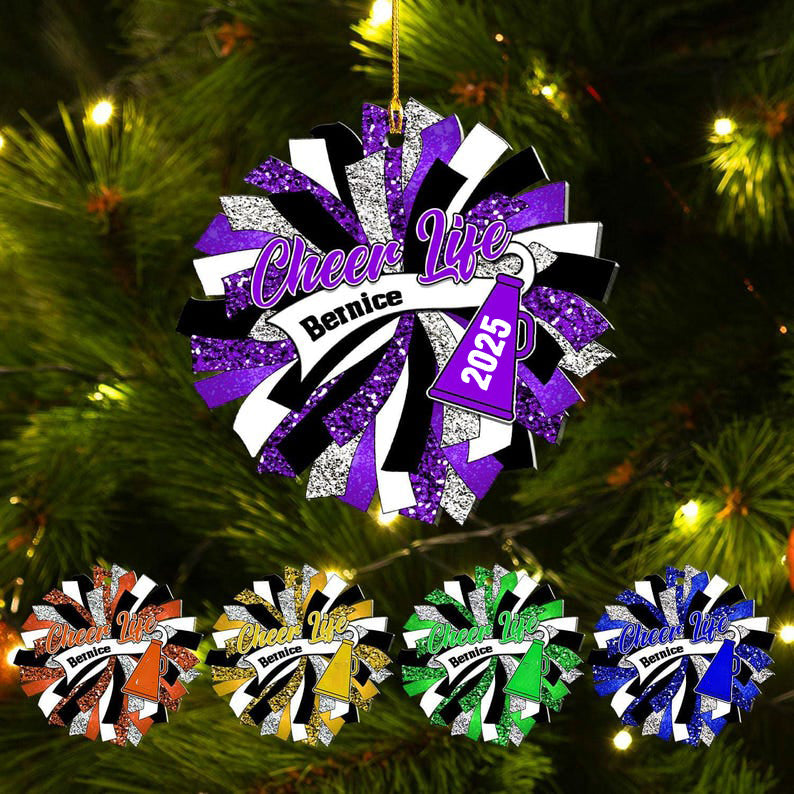Custom Cheerleader Ornament, Personalized Cheerleading Pom pom Girl Christmas Ornaments, Blue Cheerleader Ornament,Customized Xmas Gift 2025
