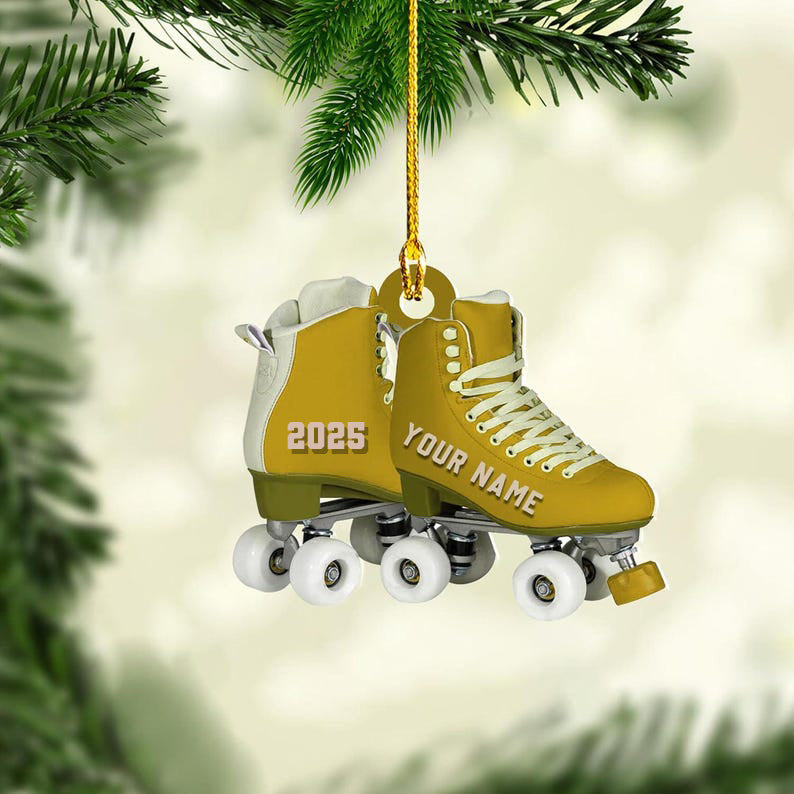Personalized Roller Skate, Roller Derby Christmas Light Car Ornament, Love Roller Skate Christmas Ornament, Xmas Hanging Ornament 2d Flat