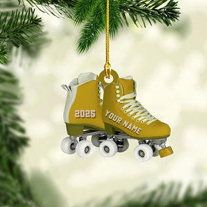 Personalized Roller Skate, Roller Derby Christmas Light Car Ornament, Love Roller Skate Christmas Ornament, Xmas Hanging Ornament 2d Flat