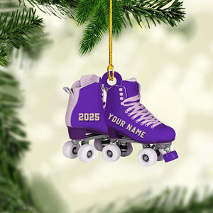 Personalized Roller Skate, Roller Derby Christmas Light Car Ornament, Love Roller Skate Christmas Ornament, Xmas Hanging Ornament 2d Flat