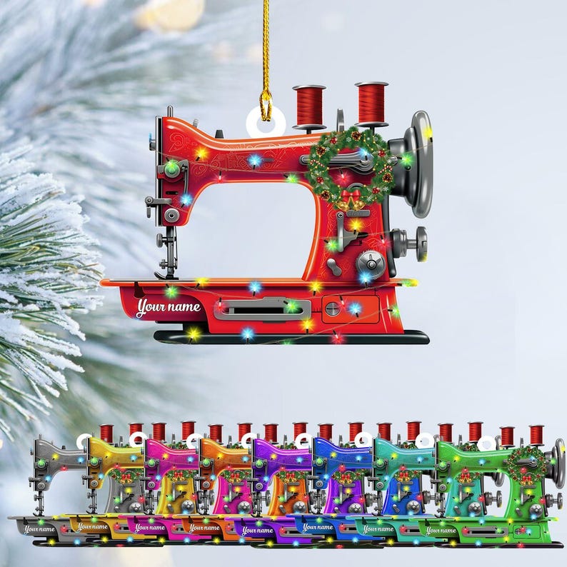 Personalized Sewing Machine Christmas Ornament 2025, Sewing Machine Keepsake, Gift For Sewing Lovers, Loved Sewing Box Ornament