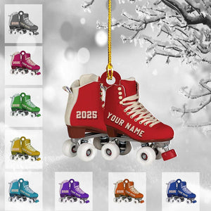 Personalized Roller Skate, Roller Derby Christmas Light Car Ornament, Love Roller Skate Christmas Ornament, Xmas Hanging Ornament 2d Flat