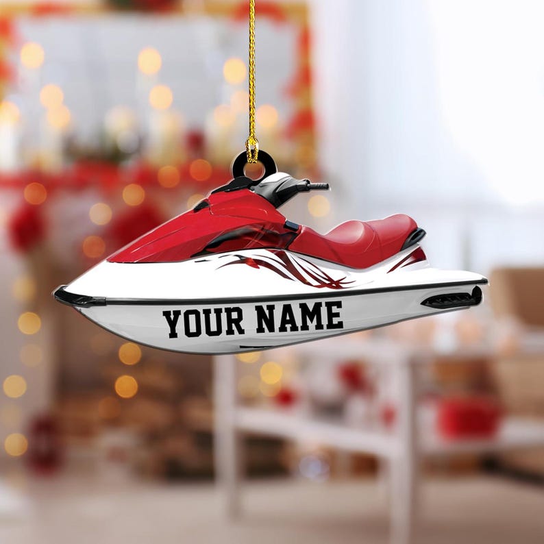 Custom Jet Boat Ski Christmas Ornament, Skiing Jet Boat Christmas Tree Ornament, Personal water craft Boat, Jet Boat Ski Ornament Decor