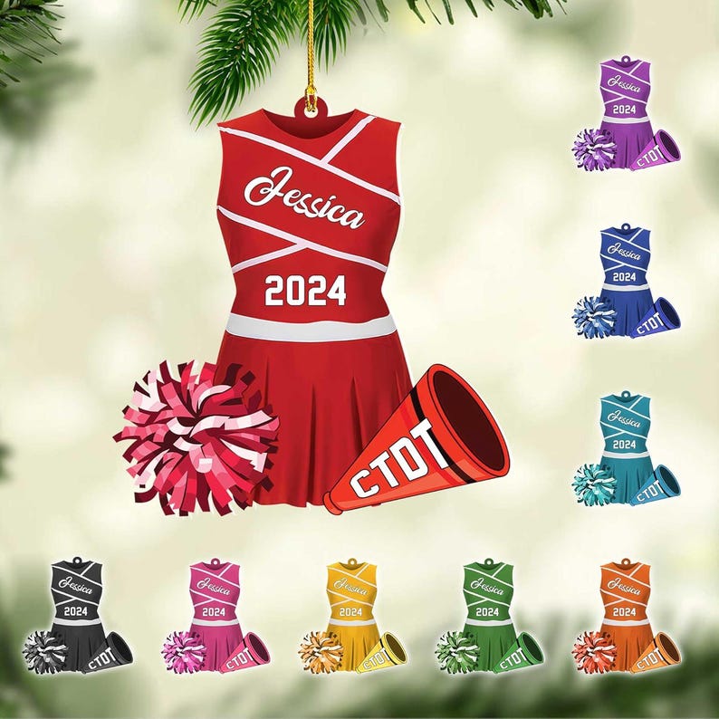 Custom Cheerleader Ornament, Personalized Cheerleading Pom pom Girl Christmas Ornaments, Blue Cheerleader Ornament,Customized Xmas Gift 2025
