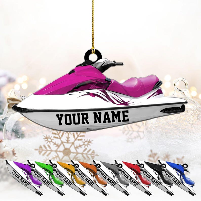 Custom Jet Boat Ski Christmas Ornament, Skiing Jet Boat Christmas Tree Ornament, Personal water craft Boat, Jet Boat Ski Ornament Decor