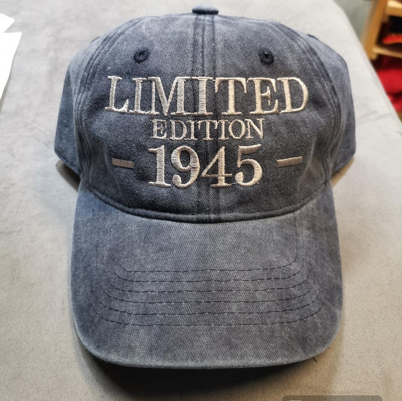 Custom Happy Birthday 50th 60th 70th 80th 90th Limited Edition Mum Dad Cotton Twill Personalised Cap 1945 1955 1965 Grandpa Grandma Gift Hat