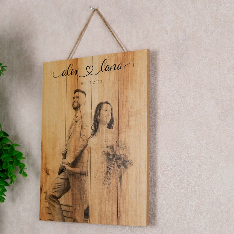 Personalized Wooden Photo Print Rustic Home Decor, Custom Wall Art