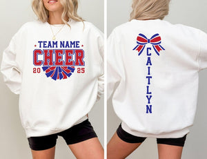 Custom Cheer Team Name Sweatshirt, Personalized Cheerleader Gift, Cheer Mom with Name Sweater, Cheer Competition Outfit, Mascot Sweatshirt