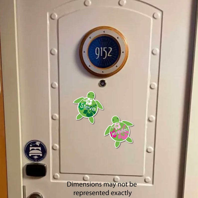 Personalized Sea Turtle Cruise Door Magnet - Custom Tropical Cruise Decor with Hibiscus Shells | Fun Vacation Name Sign