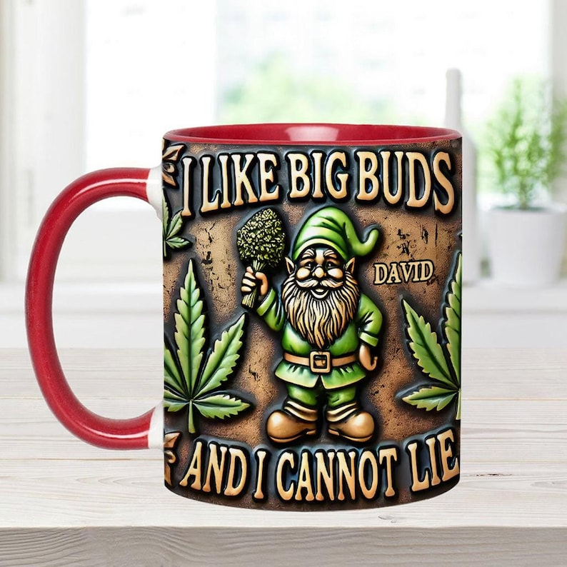 I Like Big Buds Personalized Weed Accent Mug, Marijuana Mug, Funny Weed Cannabis Coffee Mugs, Gifts for Weed Smokers, Travel Mug Can Holder