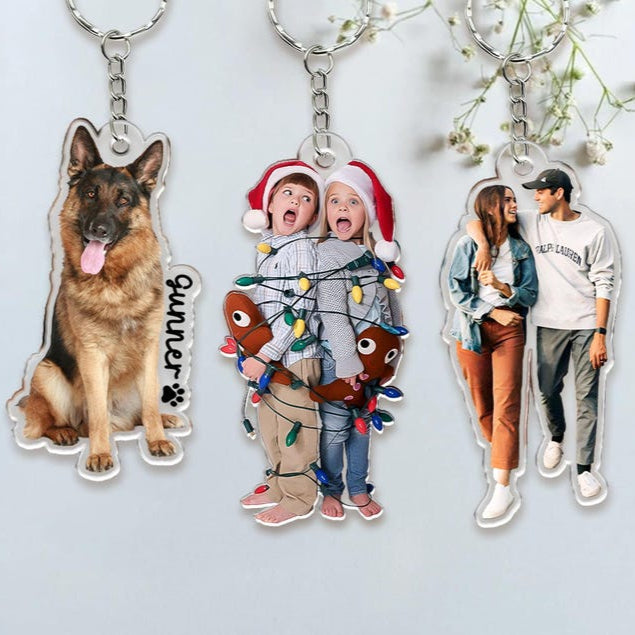 Personalized Photo Keychain, Dog Dad Gift, Custom Acrylic Charm, Dog Keychain, Pet Photo, Logo Printing Keychain, Family Photo Keychain