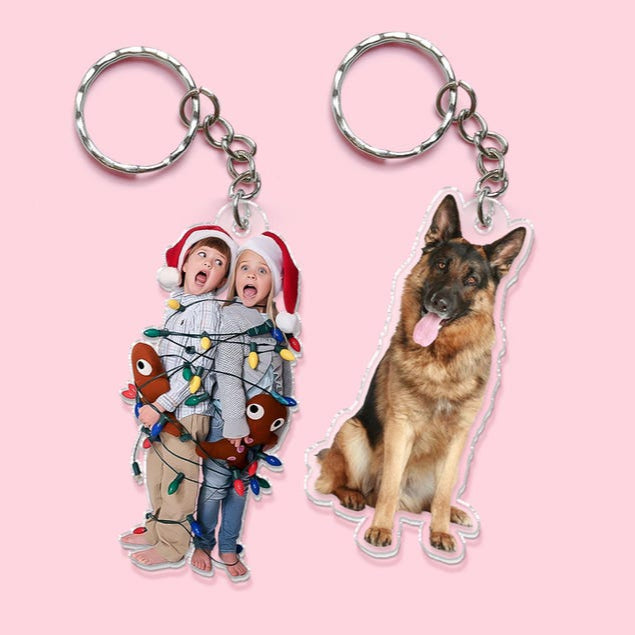 Personalized Photo Keychain, Dog Dad Gift, Custom Acrylic Charm, Dog Keychain, Pet Photo, Logo Printing Keychain, Family Photo Keychain