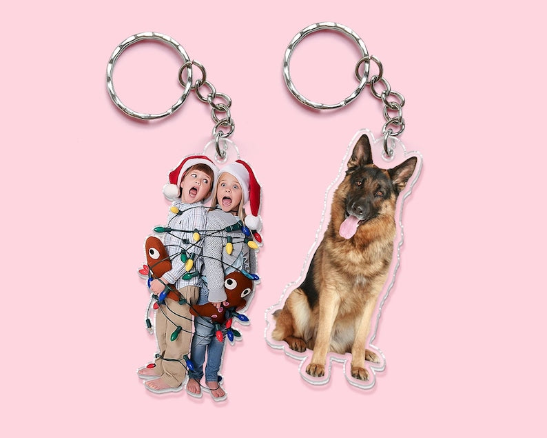 Personalized Photo Keychain, Dog Dad Gift, Custom Acrylic Charm, Dog Keychain, Pet Photo, Logo Printing Keychain, Family Photo Keychain