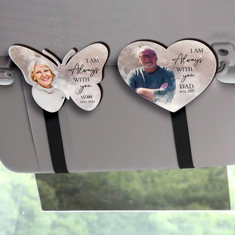 Personalized Memorial Photo Car Visor Clip, Memorial Gift, Custom Memorial Sun Visor Picture Clip, Loss Of Dad Gift, Memorial Keepsake Gifts