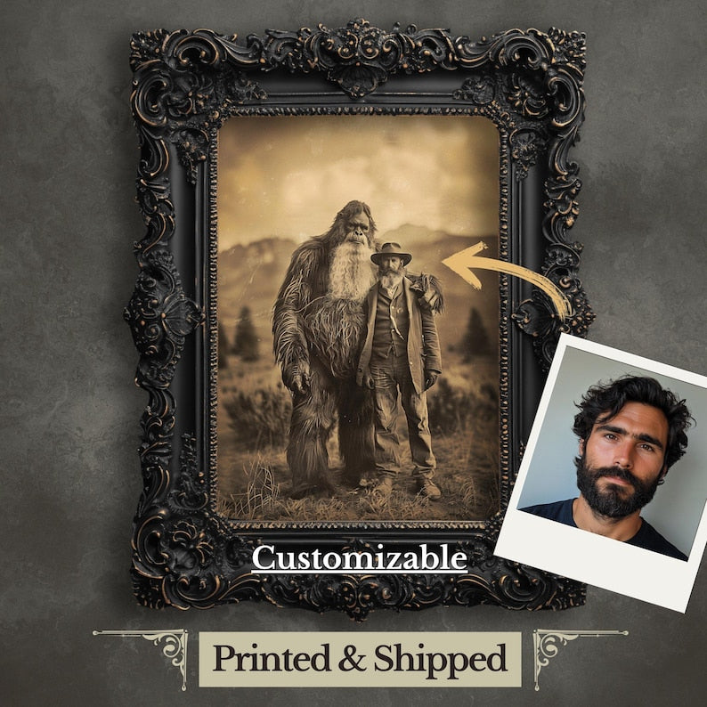 Sasquatch Wall Art Print Vintage Photograph Cryptid Bigfoot Print Mystery Wall Art 19th Century Sasquatch Poster Bigfoot Lover Gift (No Frame)