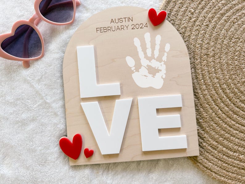 Valentine's Day Handprint Love Board, Kids Handprint Sign, Baby Valentine's Day Craft, Baby's First Valentine's Day Valentine from baby