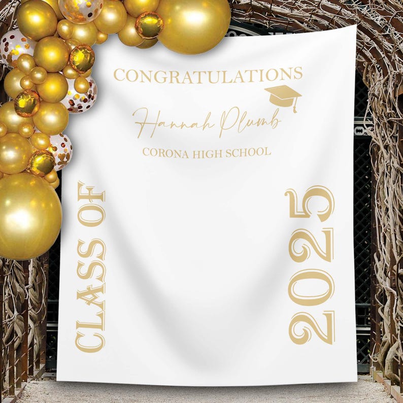 Custom Class of 2025 Graduation Party Banner, Graduation Backdrop 2025, Personalized Graduation Photo Booth Backdrop, High School Graduation