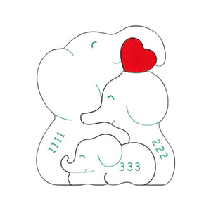 Personalised Wooden Elephant Family Puzzle - Wooden Family Decor - Elephant Keepsakes - Elephant Gift - Elephant Family Puzzle Figurines