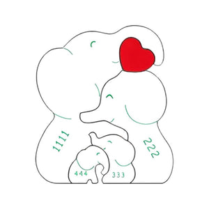 Personalised Wooden Elephant Family Puzzle - Wooden Family Decor - Elephant Keepsakes - Elephant Gift - Elephant Family Puzzle Figurines
