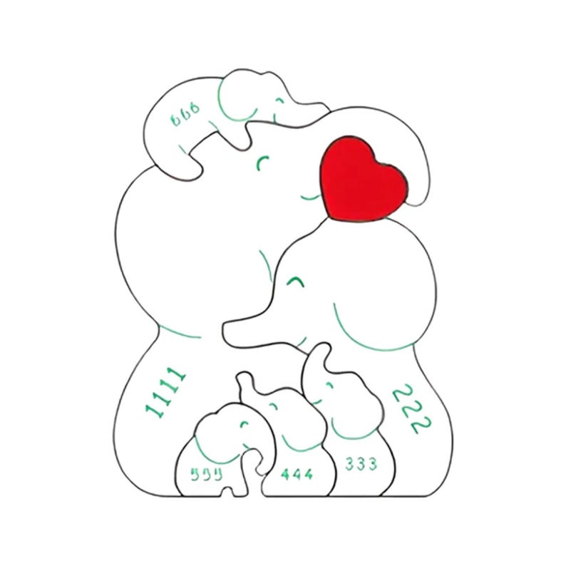Personalised Wooden Elephant Family Puzzle - Wooden Family Decor - Elephant Keepsakes - Elephant Gift - Elephant Family Puzzle Figurines