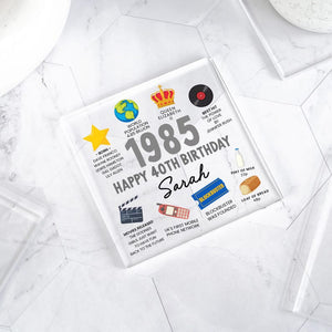 Personalised 30th Birthday Acrylic Table Sign, Coaster, Keep Book ,Fun Facts Gift, Funny 30th Birthday Gifts, Novelty Birthday Gifts, Fun Facts Birthday Gifts