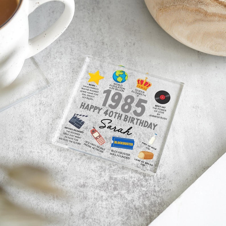 Personalised 30th Birthday Acrylic Table Sign, Coaster, Keep Book ,Fun Facts Gift, Funny 30th Birthday Gifts, Novelty Birthday Gifts, Fun Facts Birthday Gifts