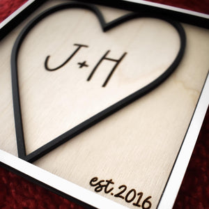 Personalized Dimensional Heart Sign Custom Initials & Est. Year Romantic Valentine s Day Gift for Couples Handmade Keepsake