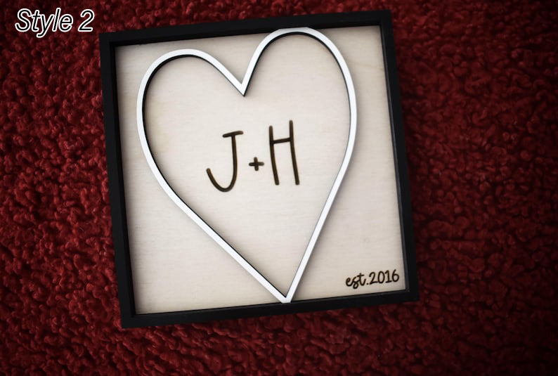 Personalized Dimensional Heart Sign Custom Initials & Est. Year Romantic Valentine s Day Gift for Couples Handmade Keepsake