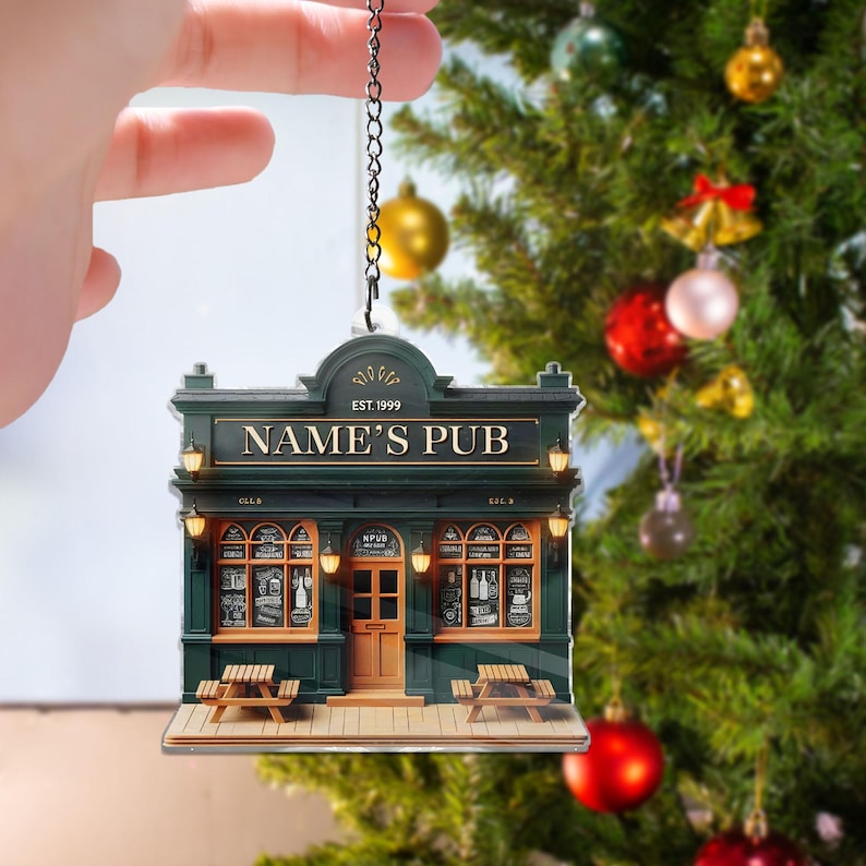 Personalized Pub Ornament ACRYLIC Window hanging, Christmas Tree Decor, Rear View Mirror Car Accessories Hanging, Gift For Him, House Decor