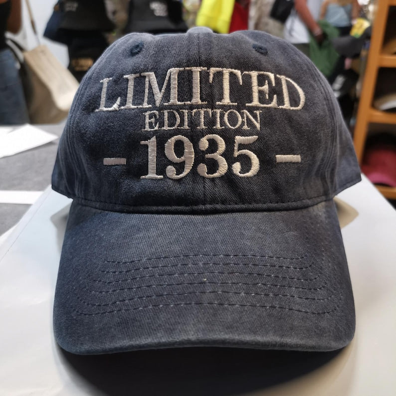 Custom Happy Birthday 50th 60th 70th 80th 90th Limited Edition Mum Dad Cotton Twill Personalised Cap 1945 1955 1965 Grandpa Grandma Gift Hat