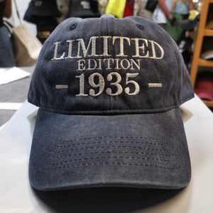 Custom Happy Birthday 50th 60th 70th 80th 90th Limited Edition Mum Dad Cotton Twill Personalised Cap 1945 1955 1965 Grandpa Grandma Gift Hat