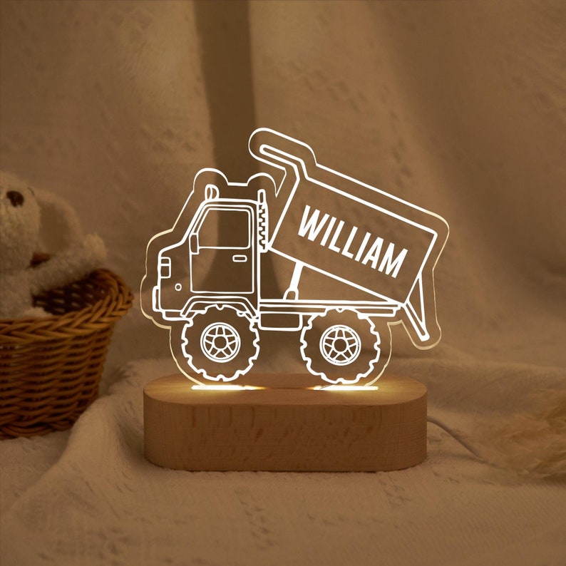 Cartoon Truck Night Lights,Boys Lamp,Construction Truck Gift,Nursery Decor Lamp,Birthday Gifts for Boys,Bedroom Light,Lights for Boys