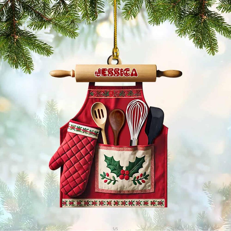 Custom Baker Ornament, Baking Christmas 2D Flat Acrylic Ornament, Cooking Baking Gift, Baking Lover Gift, Gift For Baking Lover,Baking Apron