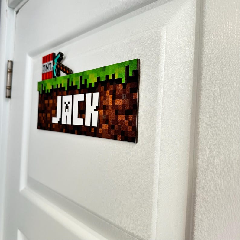 Mining Door Name Sign, Game Room Door Sign, Kids Room Sign, Mine Sign, Gamer Gift, Gamer Door Sign, Kids Room Wall Decor, 3D
