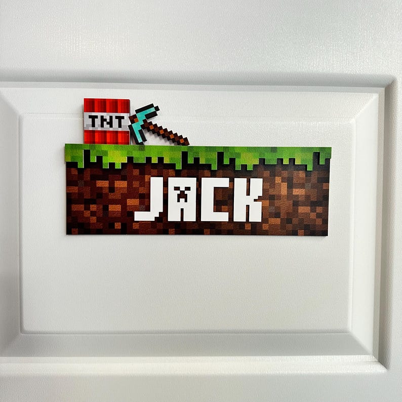 Mining Door Name Sign, Game Room Door Sign, Kids Room Sign, Mine Sign, Gamer Gift, Gamer Door Sign, Kids Room Wall Decor, 3D