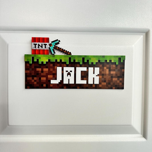 Mining Door Name Sign, Game Room Door Sign, Kids Room Sign, Mine Sign, Gamer Gift, Gamer Door Sign, Kids Room Wall Decor, 3D
