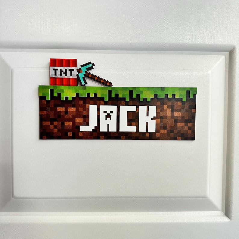 Mining Door Name Sign, Game Room Door Sign, Kids Room Sign, Mine Sign, Gamer Gift, Gamer Door Sign, Kids Room Wall Decor, 3D