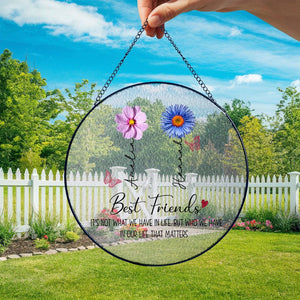 Personalized Best Friend Birth Month Flower Stained Glass Suncatcher, Friendship Gift, Best Friend Gifts, Bestie Gifts, Friendship Ornament