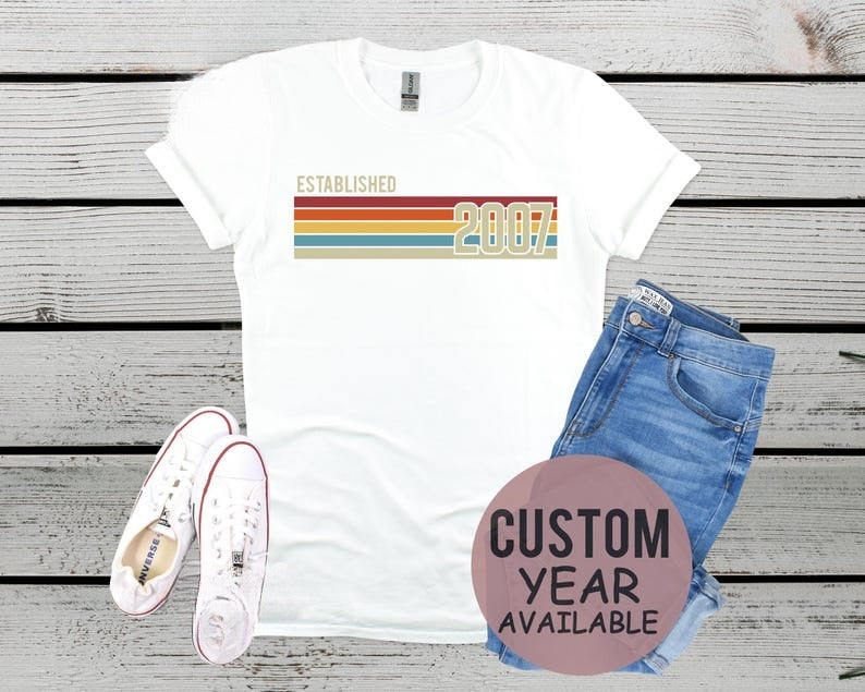Established 2007, Mens 18th Birthday T-Shirt, Custom Birthday tshirt, personalised Birthday Gift 2025, Vintage Est 2007 Shirt, Custom Year T