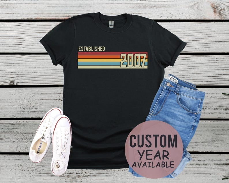 Established 2007, Mens 18th Birthday T-Shirt, Custom Birthday tshirt, personalised Birthday Gift 2025, Vintage Est 2007 Shirt, Custom Year T