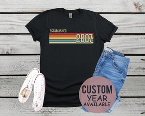 Established 2007, Mens 18th Birthday T-Shirt, Custom Birthday tshirt, personalised Birthday Gift 2025, Vintage Est 2007 Shirt, Custom Year T