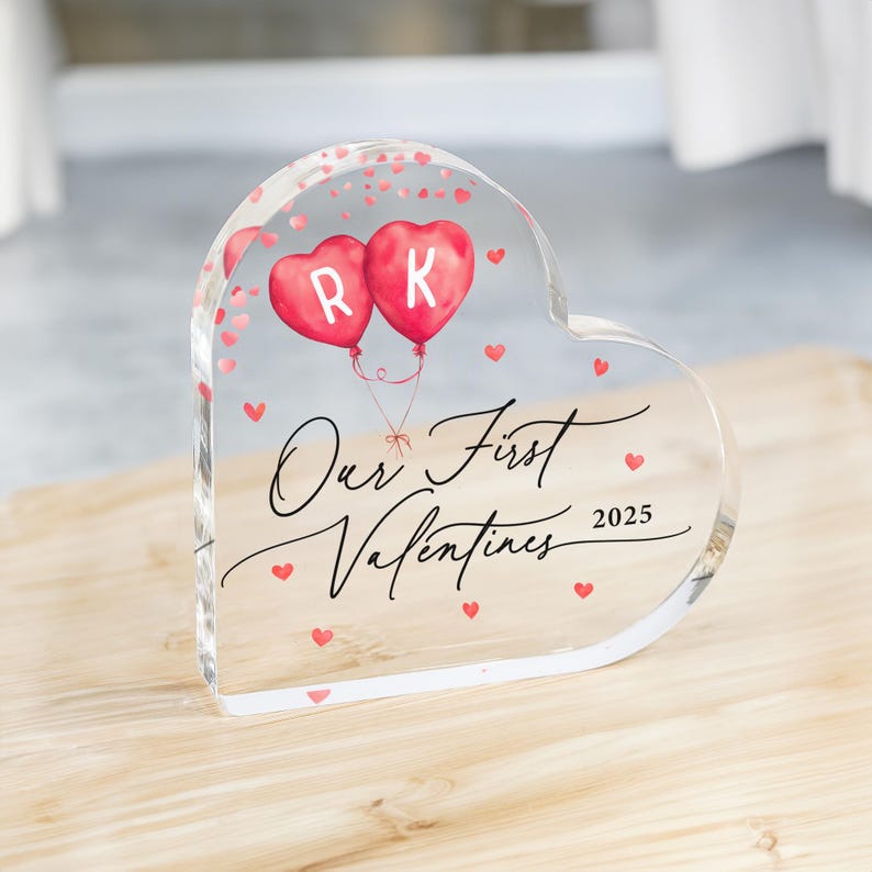 Personalised Our First Valentines Gift, Valentines Heart Plaque, 1st Valentines Together, Gift for Boyfriend Husband Girlfriend Wife