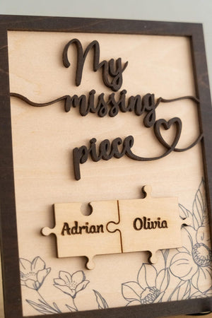 Puzzle Pieces Couple Plaque, Valentine Sign, Anniversary Gift, Name Sign For Couple, Gift For Her, Puzzle Couple Name, Wood Name Sign