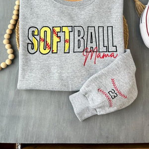 Embroidered Softball Sweatshirt Gift for Mom, Personalized Softball Mama Sweatshirt, Team Mom Spirit Wear Gift, Sports Team Gift for Mom