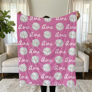 Personalized Volleyball Blanket: Sports Gift, Custom Name Blanket, Multiple Sizes & Styles - Gift for Volleyball Players Coaches Mom, Senior Gift