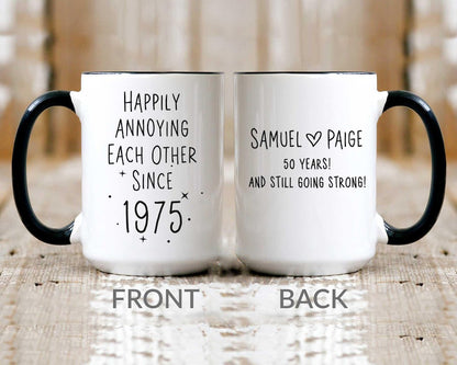 50th Anniversary Mug, 50 Year Wedding Anniversary Gift For Wife Husband, Happy 50 Yr Golden Mom Dad Parents Personalized Couple Coffee Cup