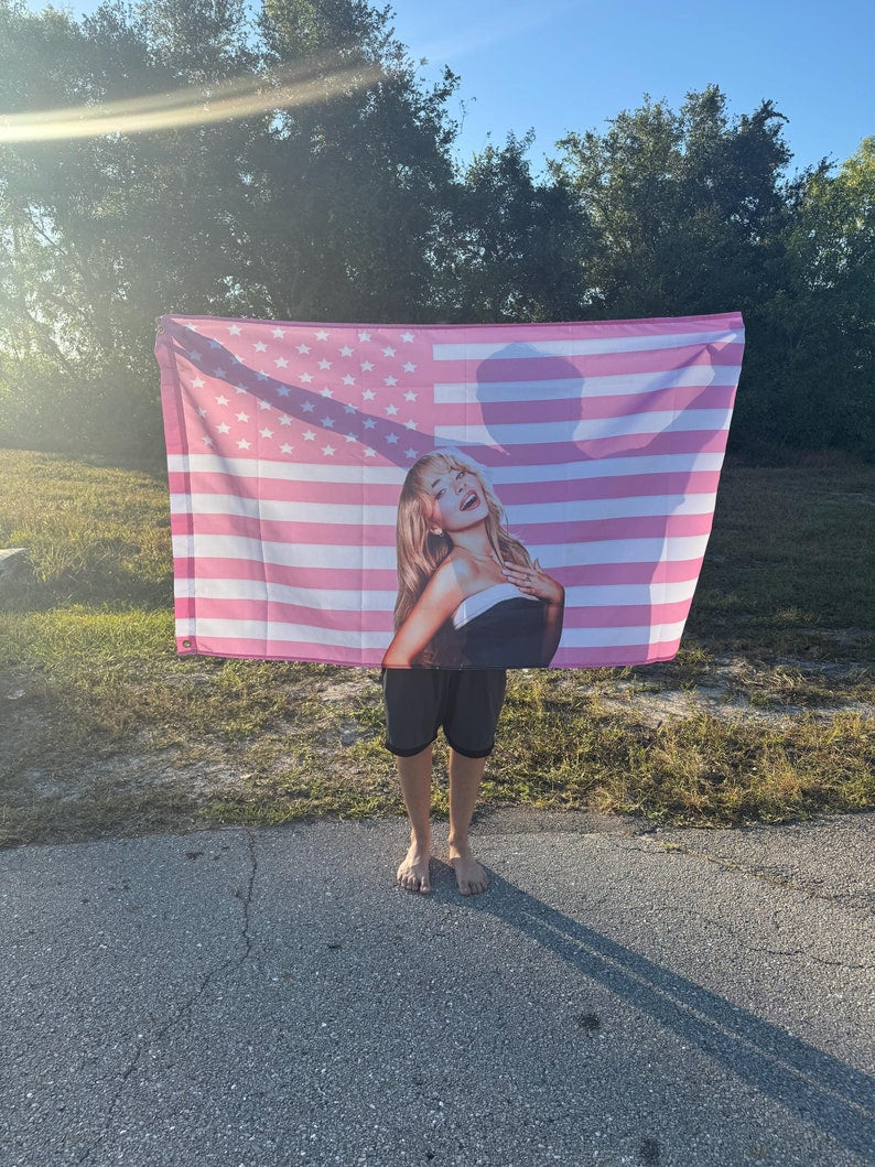 Custom Photo Pink American flag Personalized Tapestry Design Your Image Funny Flag Tapestry Bedroom Decor, Pink American Flag
