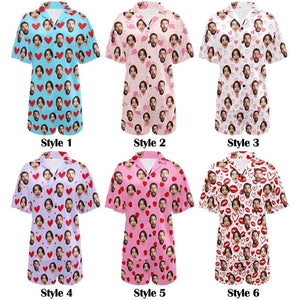 Custom Face Heart Pajama Set: Couple Pajamas Set, Personalized Photo Sleepwear, Husband Gift