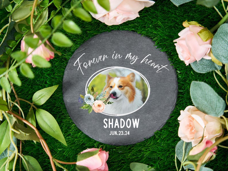 Personalized Pet Dog Memorial Stone with Photo, Pet Grave Marker,Pet Headstone Custom,Dog Memorial Stone,Garden Memorial Stone